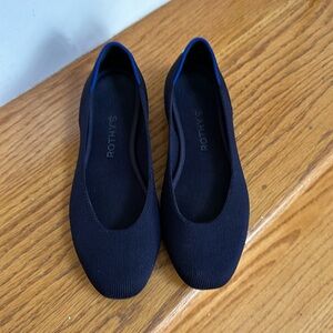EUC Rothy’s Square Toe Flats, Navy Blue, 6.5